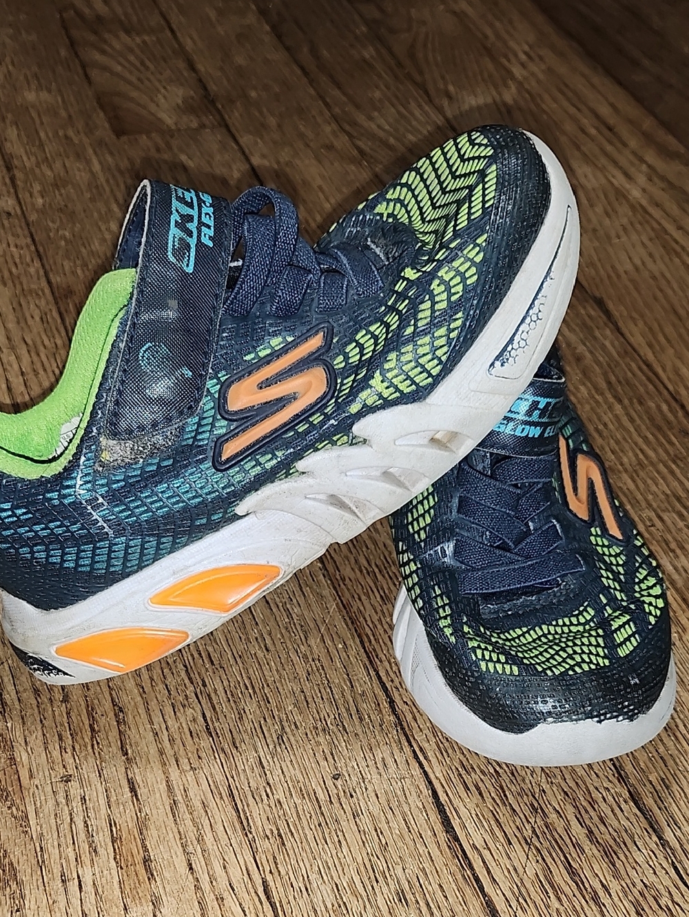 Skechers Kids Navy, Lime & Orange Athletic Sneakers